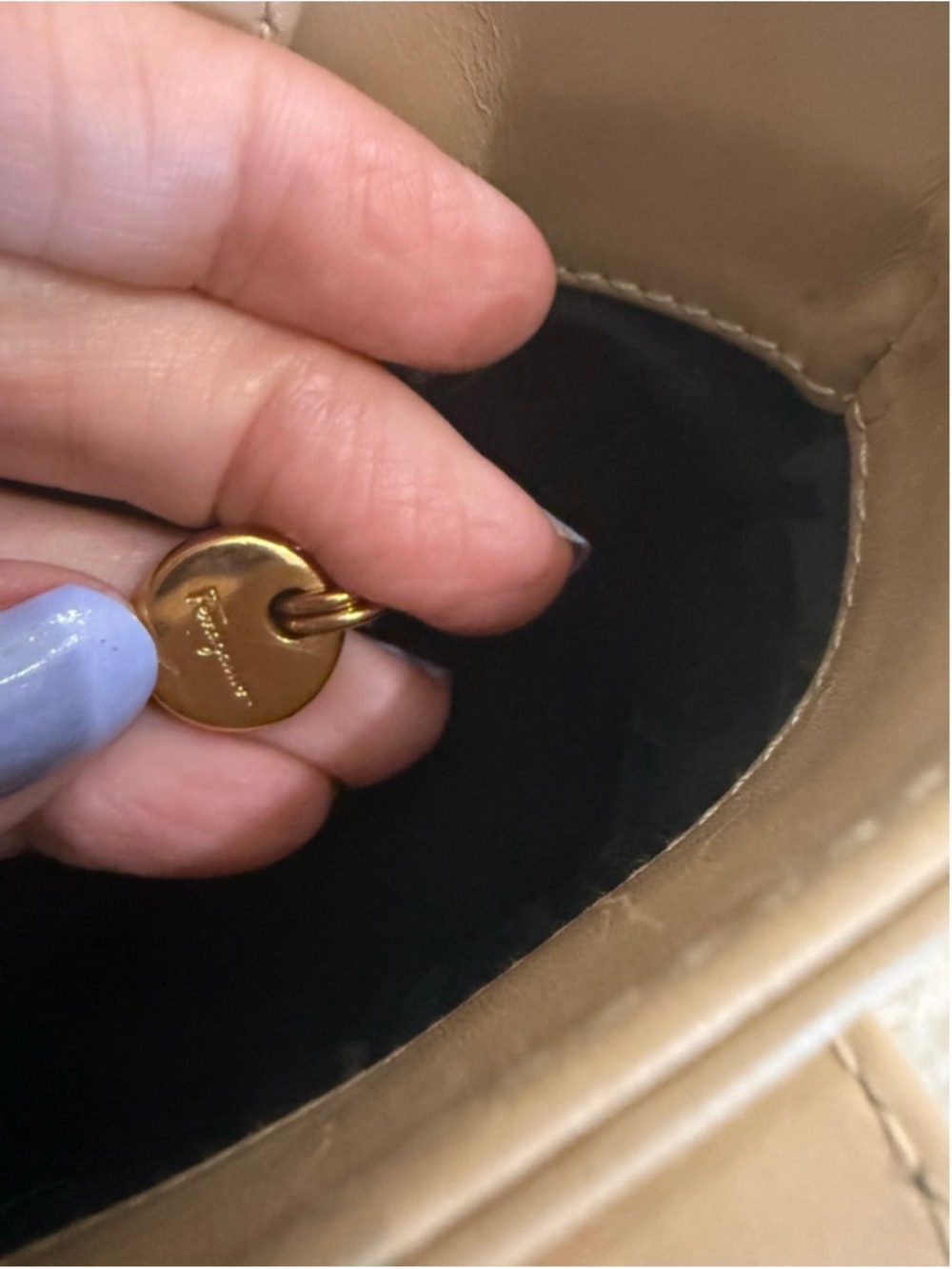 Salvatore Ferragamo Mini hand Bag Beige Gold, ribbon bow, Italian - Picture 4 of 9